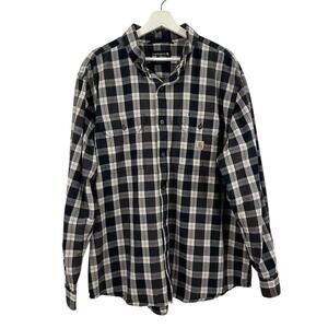 Carhartt Men’s Loose Fit Plaid Blue Button Down Long Sleeve Shirt Size XL